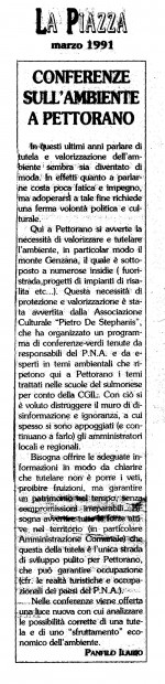 1991.03 La Piazza  articolo su conferenze ambiante